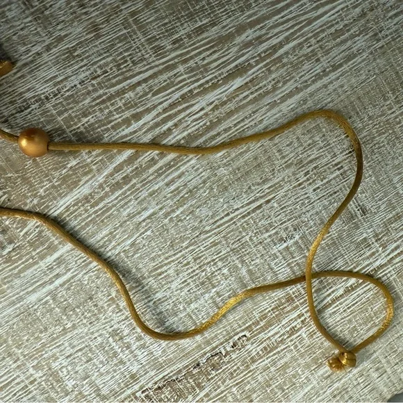 Gold & Cream Clay Angel with Stars and beads Necklace, 26" - Picture 6 of 13